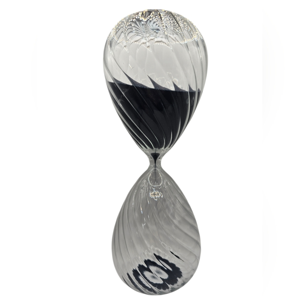 Artisan Glass Hourglass with Black Sand